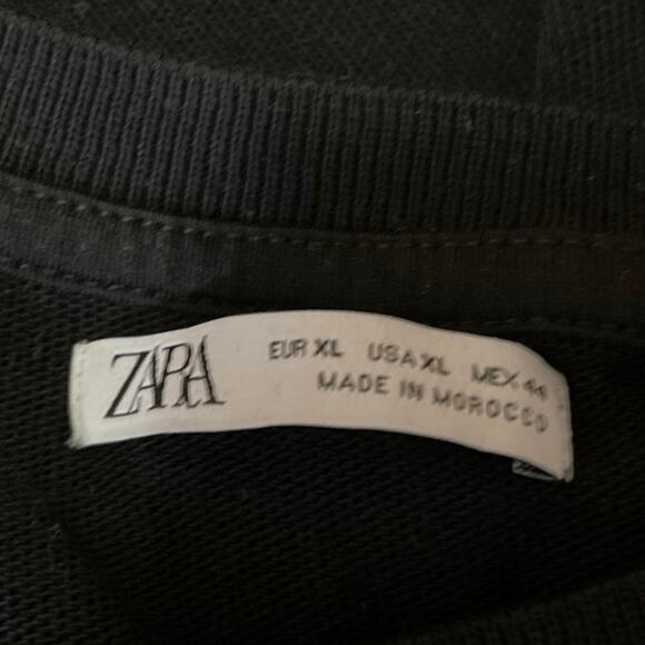 Zara Women's Black Knit Short Sleeve Crew Neck Classic Tee T-Shirt Top Size XL - Picture 3 of 3